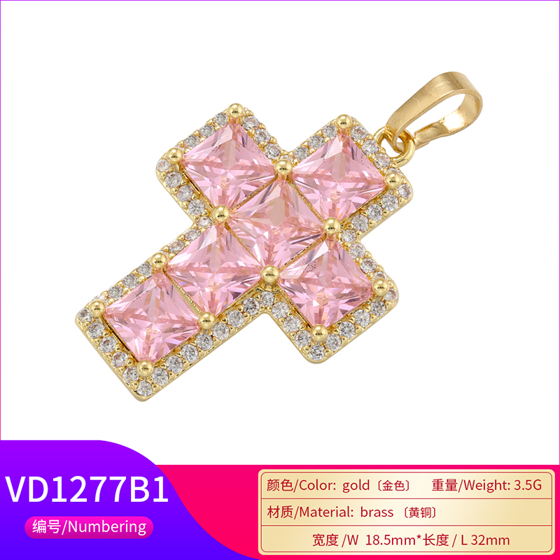 Glam Luxurious Shiny Cross 18k Gold Plated Zircon Copper Wholesale Pendants display picture 9