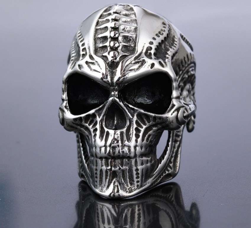 Retro Exaggerated Punk Skull 304 Stainless Steel Men'S Rings display picture 1