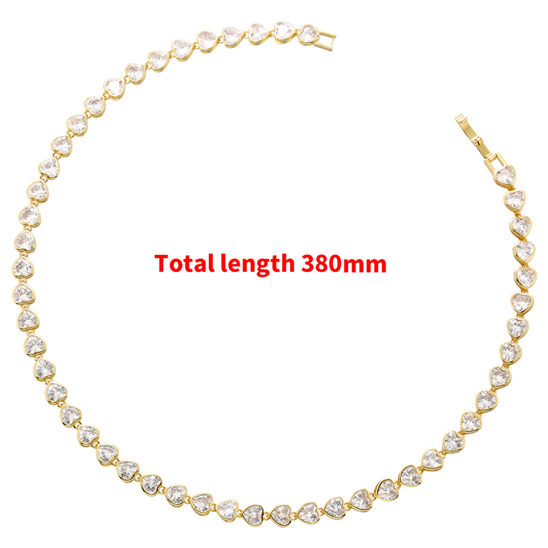 Elegant Glam Luxurious Heart Shape Brass Plating Inlay Zircon 18k Gold Plated Bracelets Necklace display picture 5