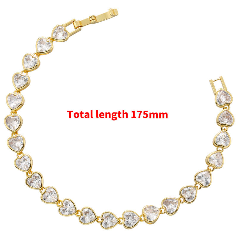 Elegant Glam Luxurious Heart Shape Brass Plating Inlay Zircon 18k Gold Plated Bracelets Necklace display picture 7