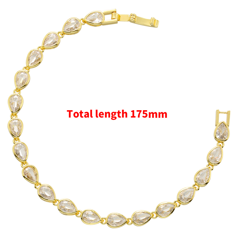 Elegant Glam Water Droplets Brass Plating Inlay Zircon 18k Gold Plated Bracelets Necklace display picture 7