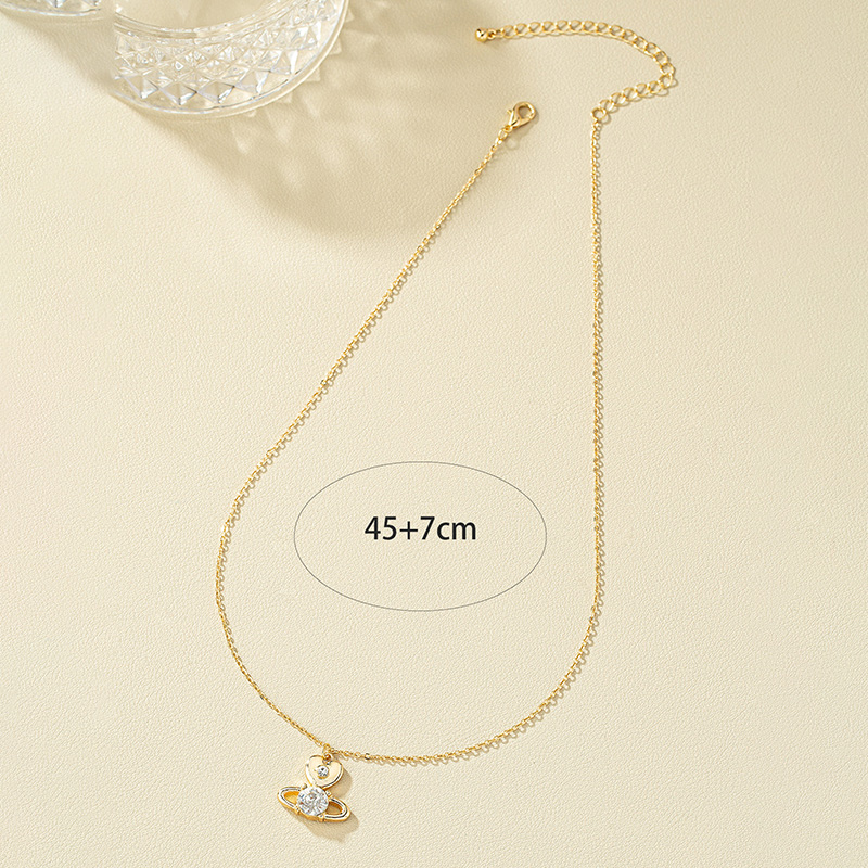 Simple Style Planet Alloy Plating Inlay Artificial Diamond Women's Pendant Necklace display picture 6