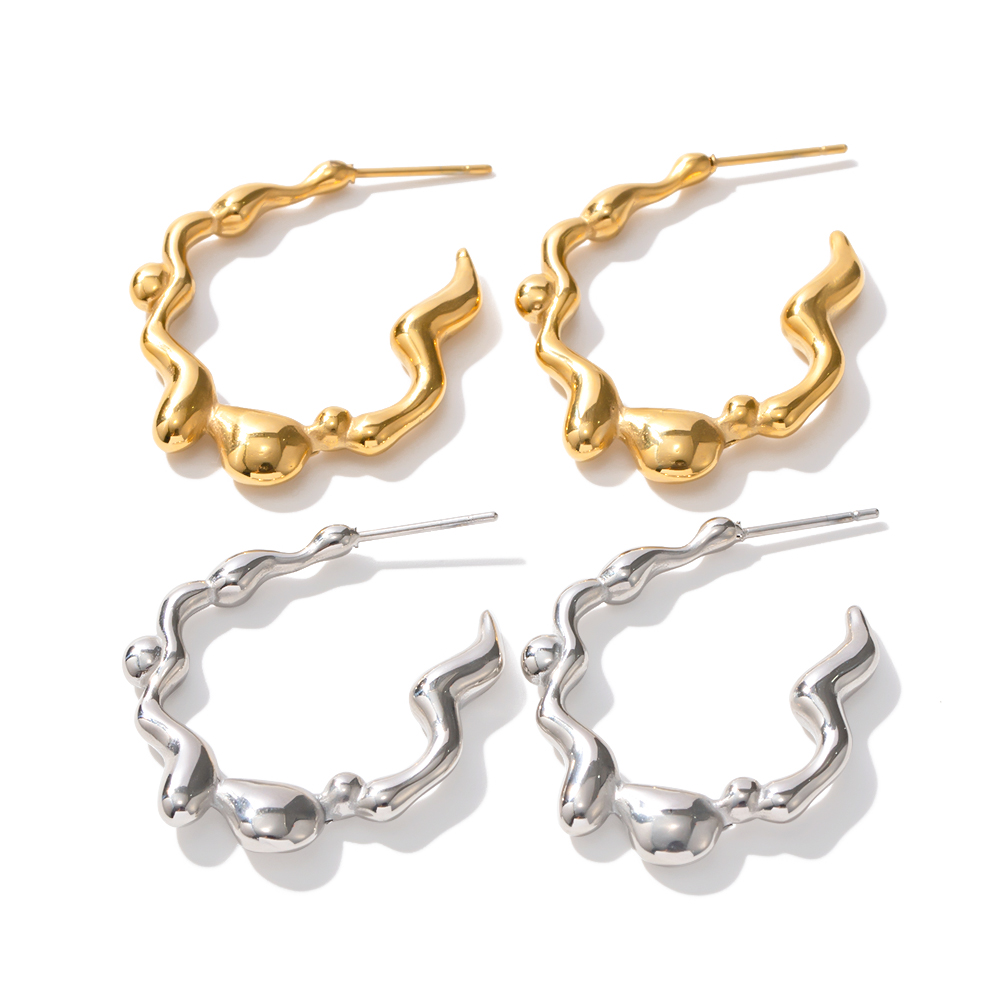 1 Pair Ins Style Simple Style Solid Color Irregular Plating Stainless Steel Ear Studs display picture 6