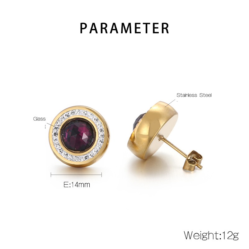 1 Pair Simple Style Shiny Round Plating Inlay Stainless Steel Artificial Crystal Zircon 18K Gold Plated Ear Studs display picture 15