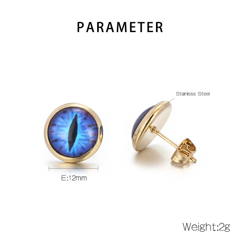 1 Pair INS Style Casual Devil'S Eye Plating Inlay Stainless Steel Gem 18K Gold Plated Ear Studs display picture 5