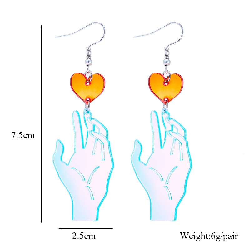 Modern Style Hand Heart Shape Arylic Women's Drop Earrings display picture 2