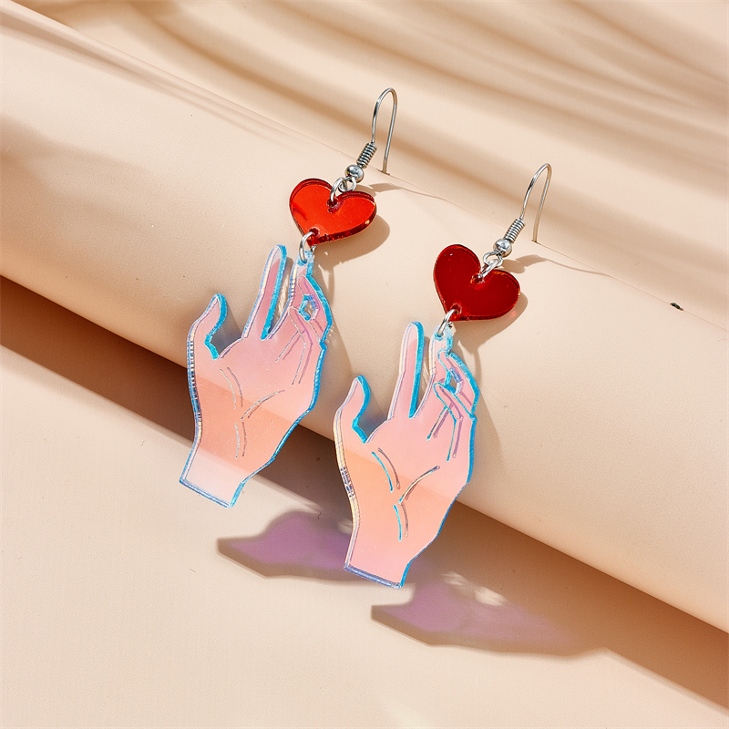 Modern Style Hand Heart Shape Arylic Women's Drop Earrings display picture 5