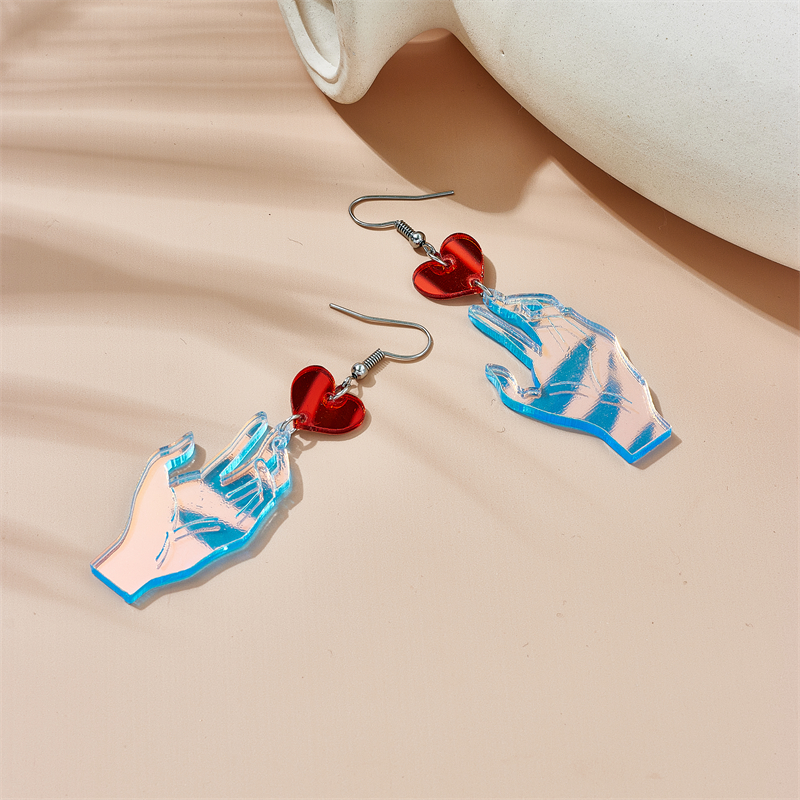 Modern Style Hand Heart Shape Arylic Women's Drop Earrings display picture 4