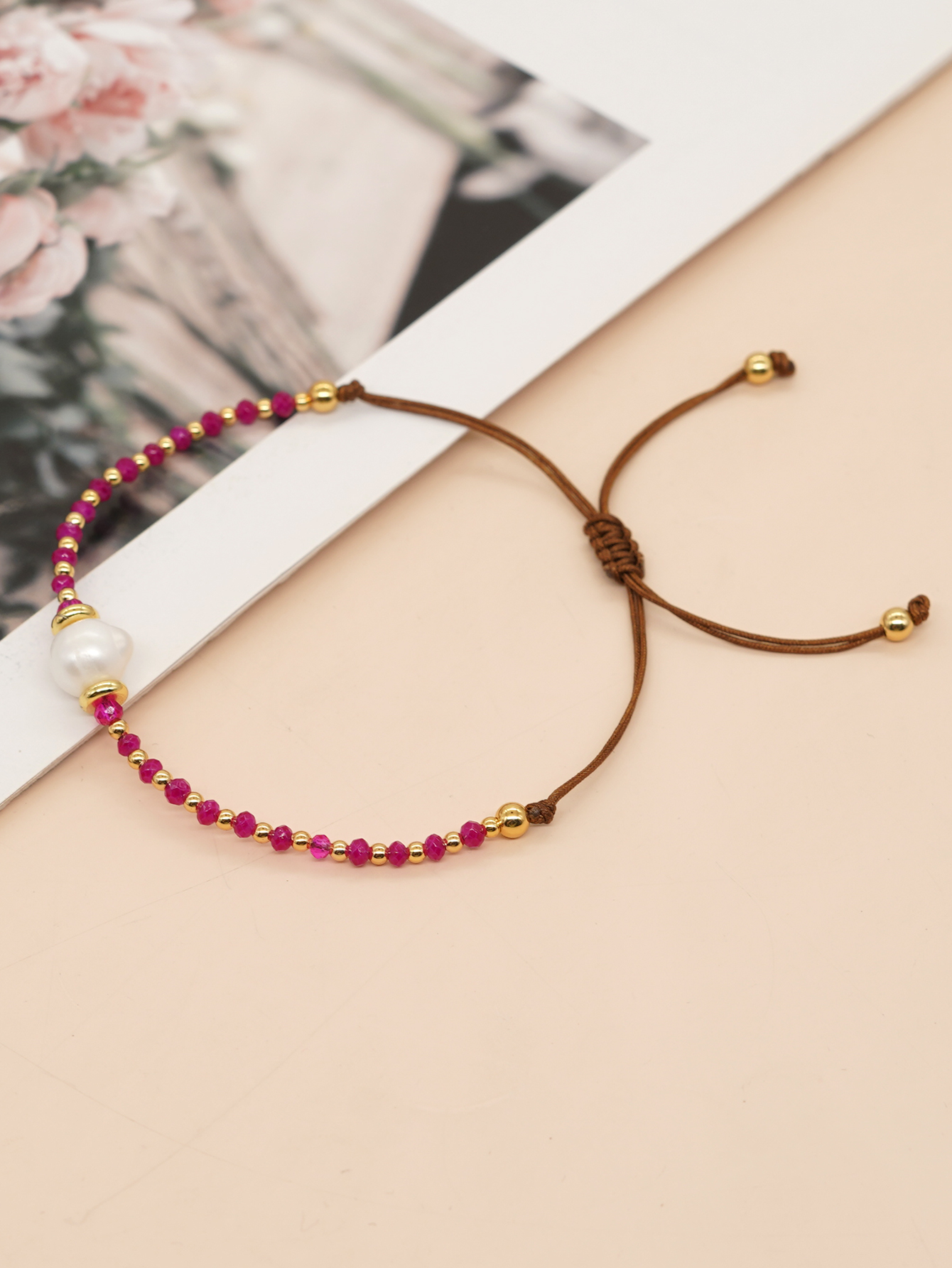 Casual Simple Style Round Artificial Crystal Freshwater Pearl Beaded Drawstring Braid Bracelets display picture 12