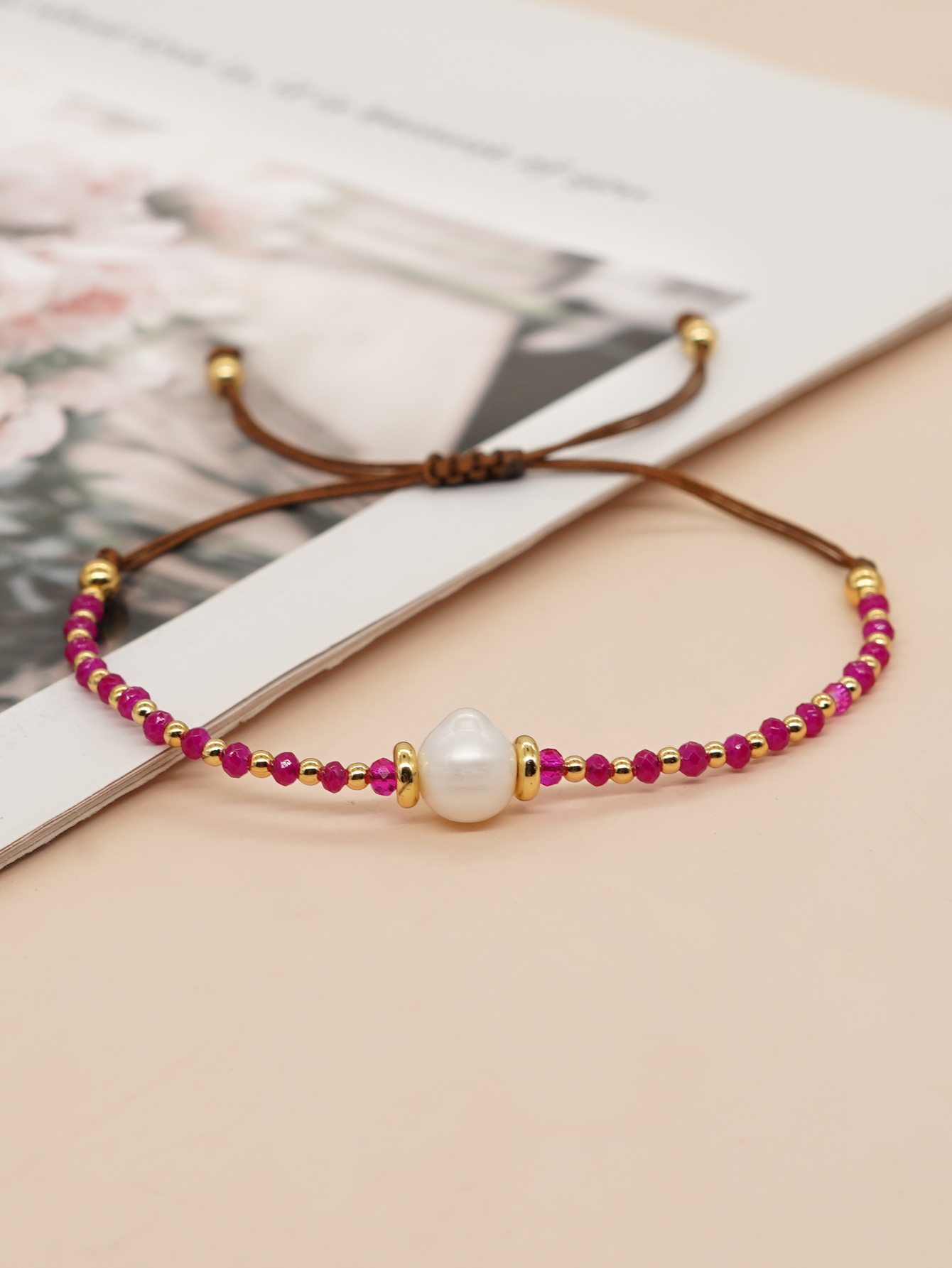 Casual Simple Style Round Artificial Crystal Freshwater Pearl Beaded Drawstring Braid Bracelets display picture 14
