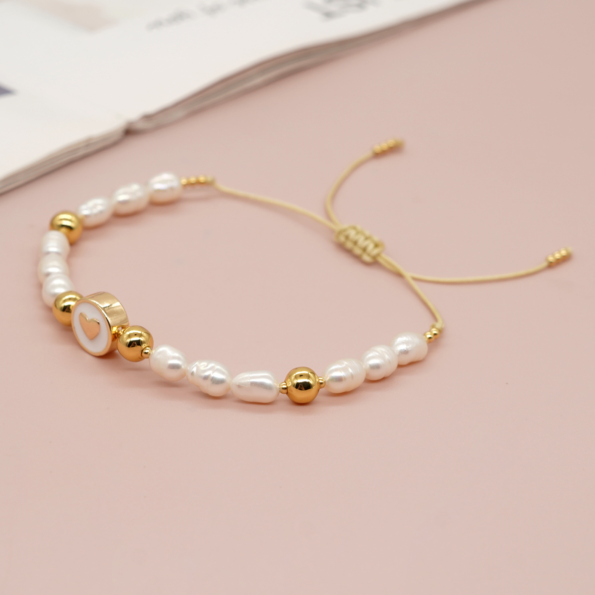 Elegant Cross Star Heart Shape Freshwater Pearl Brass Bracelets display picture 9