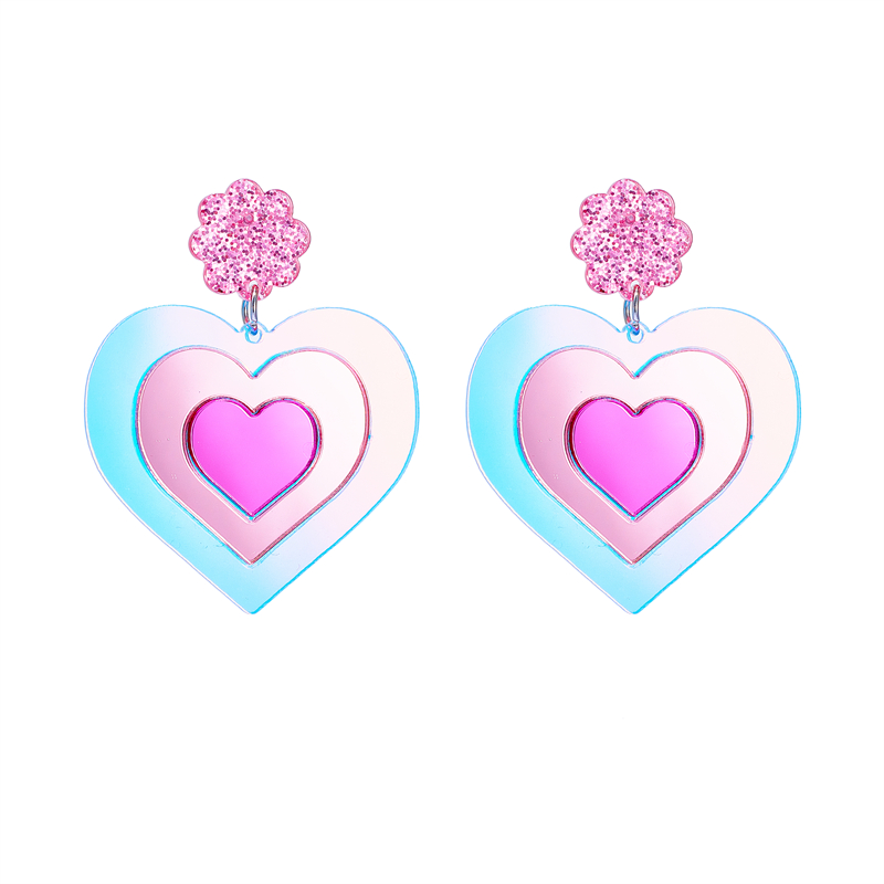 Cute Sweet Heart Shape Arylic Sequins Women's Drop Earrings display picture 1