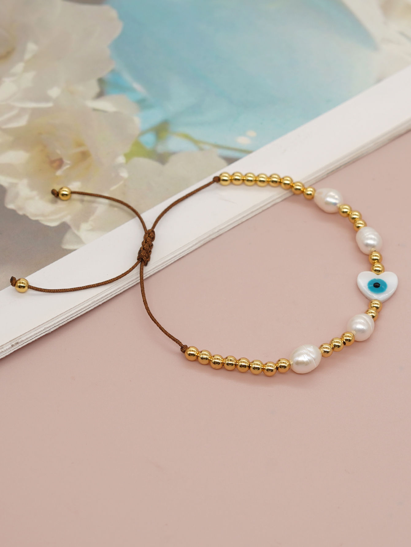 Basic Classic Style Devil's Eye Heart Shape Freshwater Pearl Glass Bracelets display picture 11