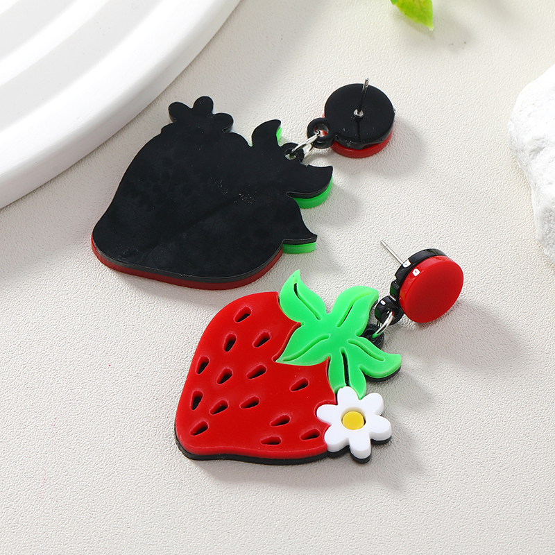 Vacation Sweet Flower Strawberry Arylic Alloy Women's Drop Earrings display picture 2