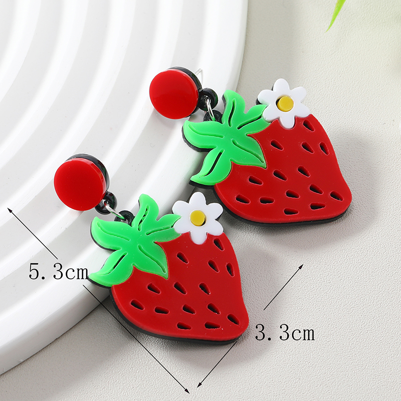 Vacation Sweet Flower Strawberry Arylic Alloy Women's Drop Earrings display picture 4