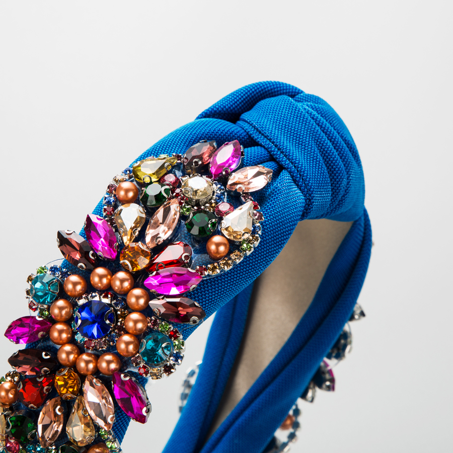 Elegant Luxurious Flower Cloth Inlay Rhinestones Pearl Hair Band display picture 3
