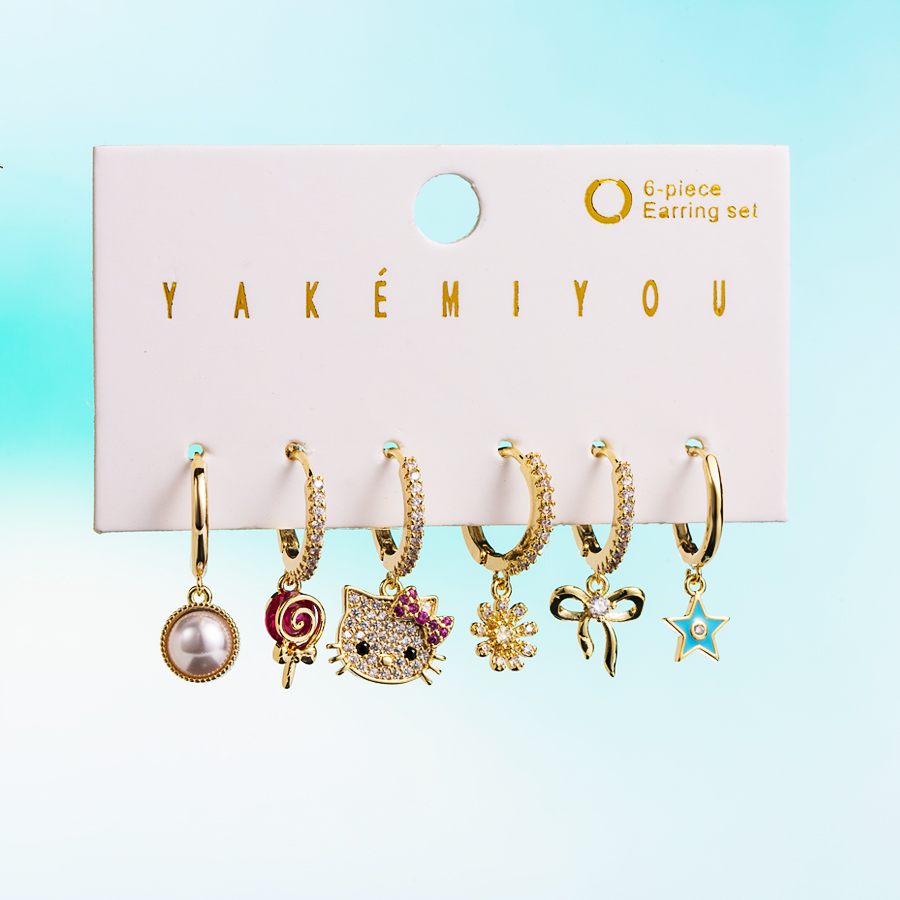 Yakemiyou Sucré Dinosaure Ours Le Cuivre Plaqué Or 14k Zircon Des Boucles D'oreilles En Masse display picture 4