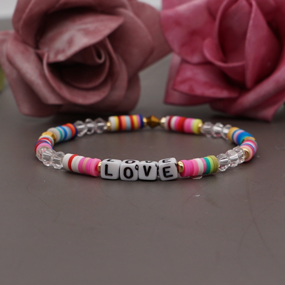 Romantic Simple Style Love Artificial Crystal Soft Clay Beaded Women's Bracelets display picture 8
