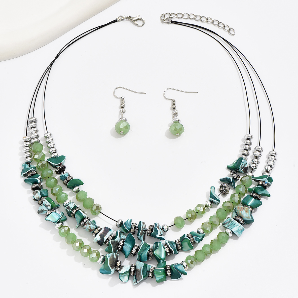 Elegant Irregular Resin Stainless Steel Plastic Crystal Wholesale Earrings Necklace display picture 3