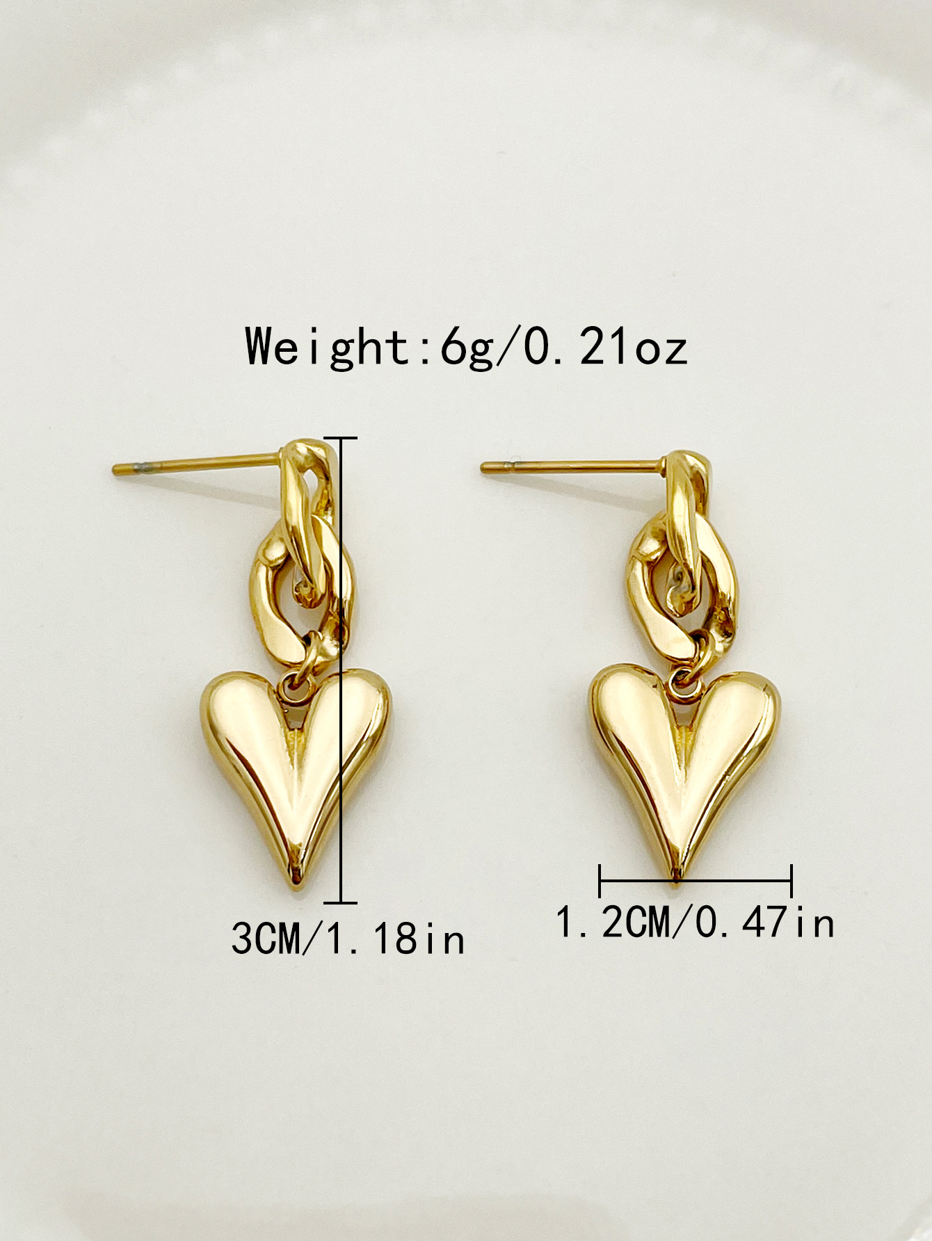 1 Pair IG Style Heart Shape Plating 304 Stainless Steel 14K Gold Plated Drop Earrings display picture 3