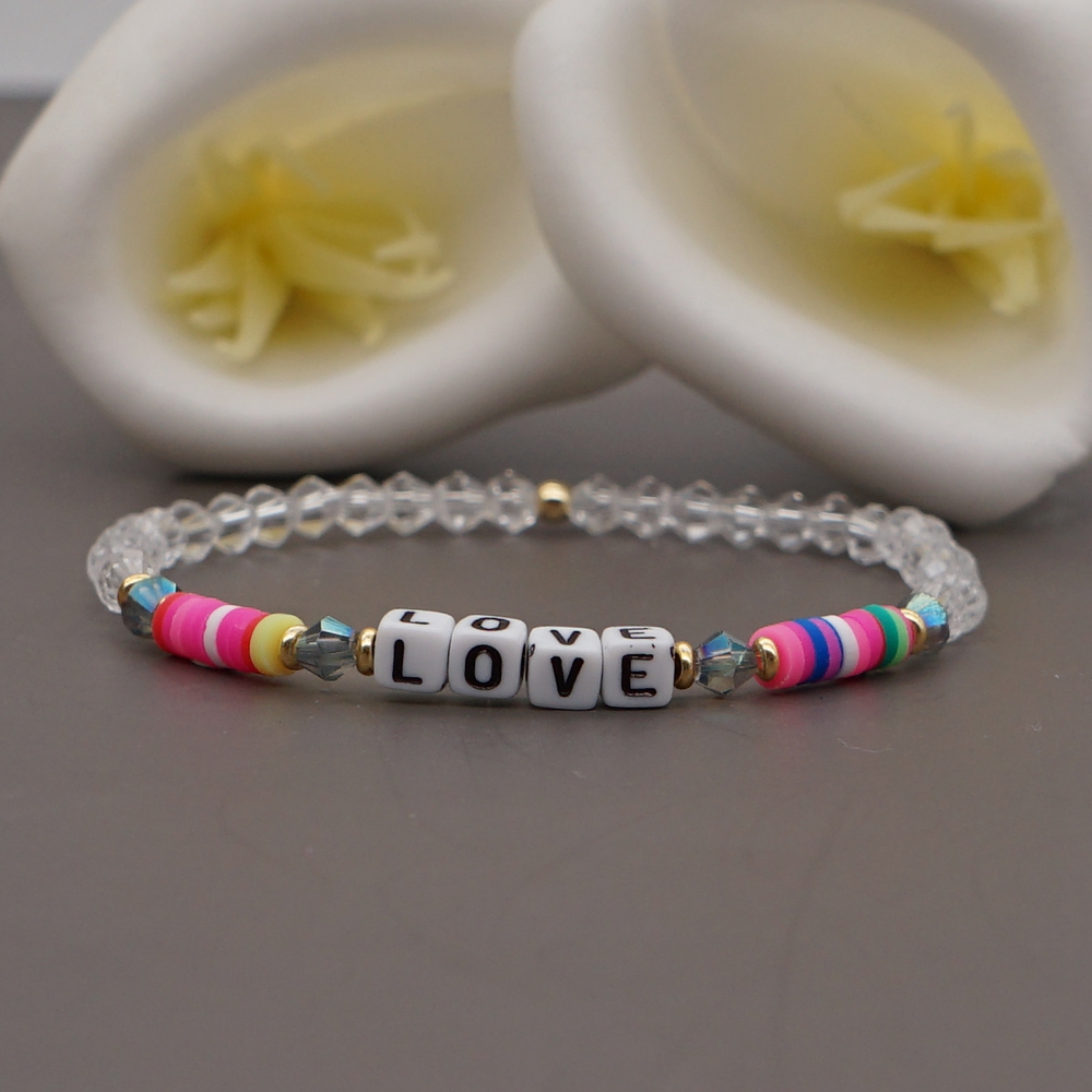 Romantic Simple Style Love Artificial Crystal Soft Clay Beaded Women's Bracelets display picture 7