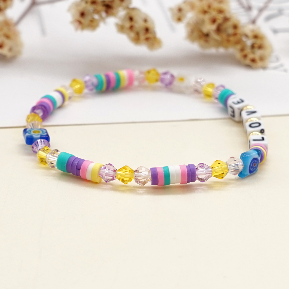 Romantic Simple Style Love Artificial Crystal Soft Clay Beaded Women's Bracelets display picture 3