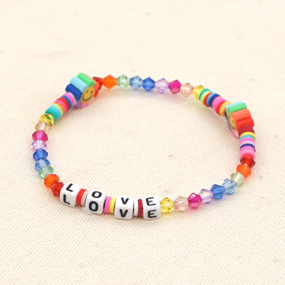 Romantic Simple Style Love Artificial Crystal Soft Clay Beaded Women's Bracelets display picture 2