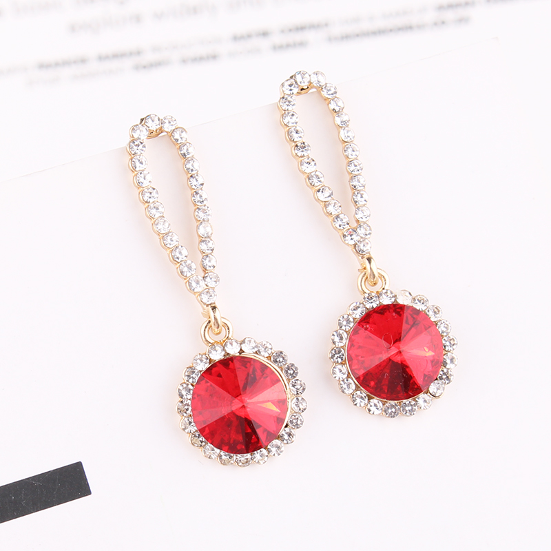 Streetwear Shiny Round Alloy Inlay Crystal Rhinestones Women's Drop Earrings display picture 3