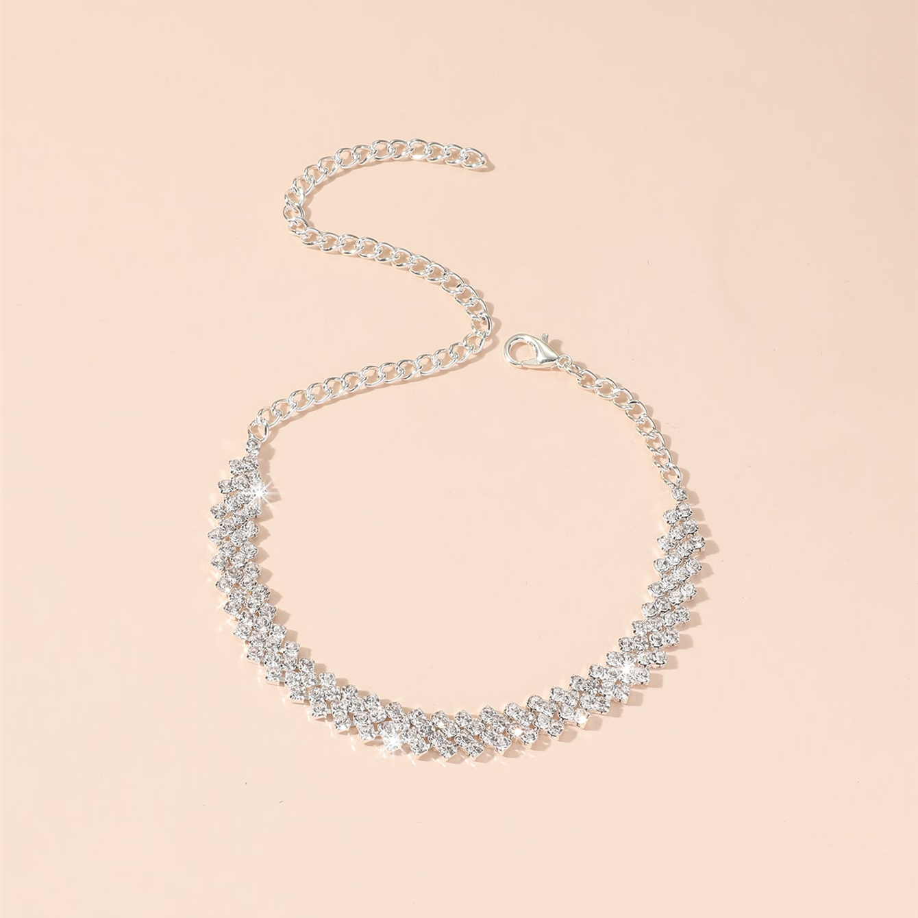 Elegante Brillante Geométrico Color Sólido Metal Embutido Diamantes De Imitación Mujeres Pulsera display picture 1