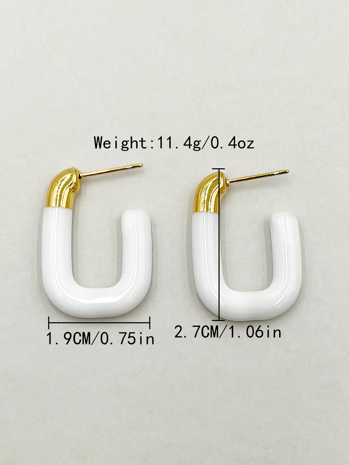 1 Pair Simple Style U Shape Enamel Plating 304 Stainless Steel 14K Gold Plated Ear Studs display picture 3