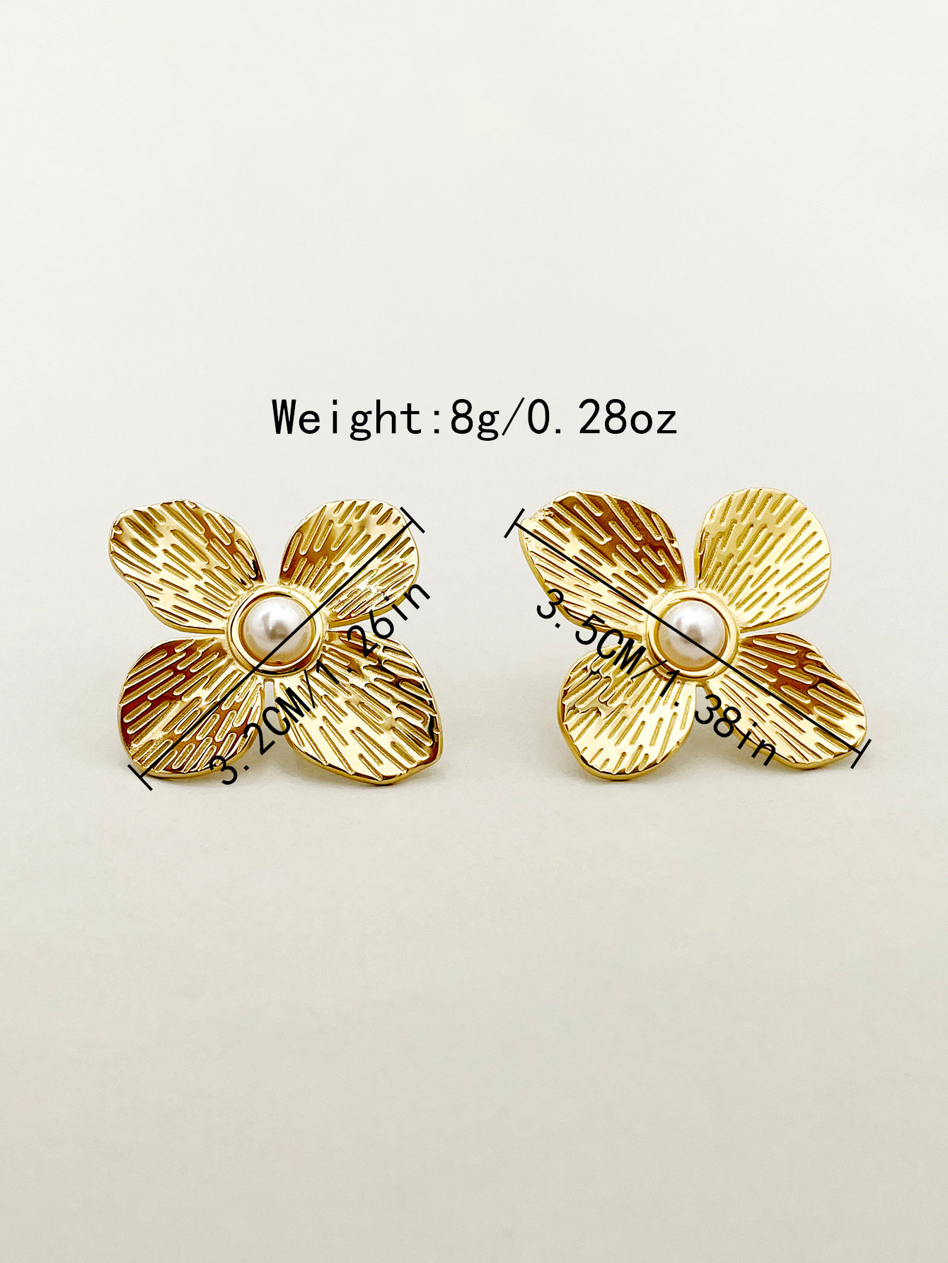 1 Pair Artistic Flower Polishing Plating Inlay 304 Stainless Steel Pearl 14K Gold Plated Ear Studs display picture 3