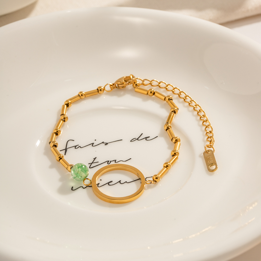 Style Simple Rond Acier Inoxydable Placage Plaqué Or 18k Bracelets display picture 1