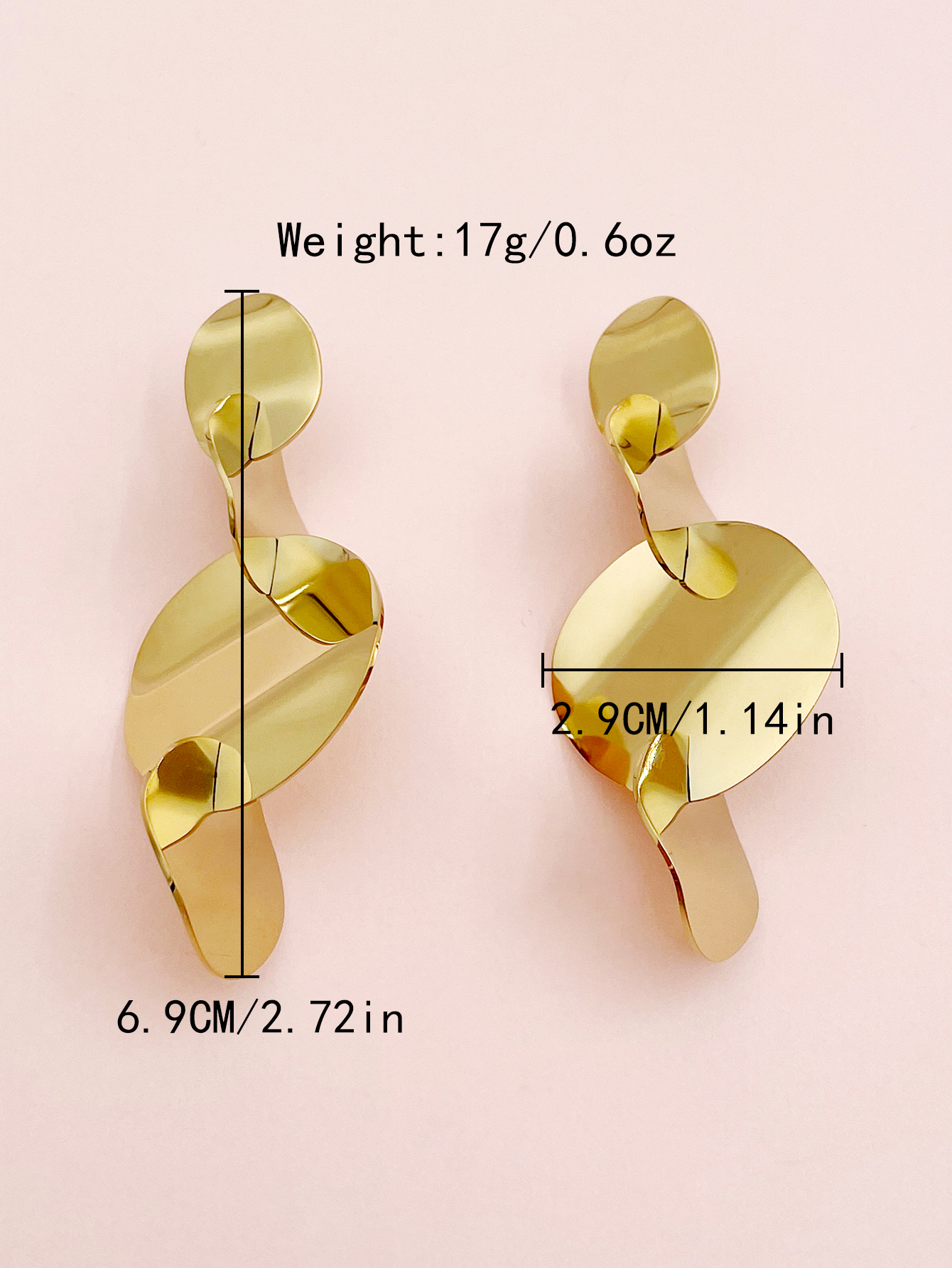 1 Paire Style Simple Irrégulier Rond Polissage Placage Acier Inoxydable 304 Plaqué Or 14K Boucles D'oreilles display picture 3