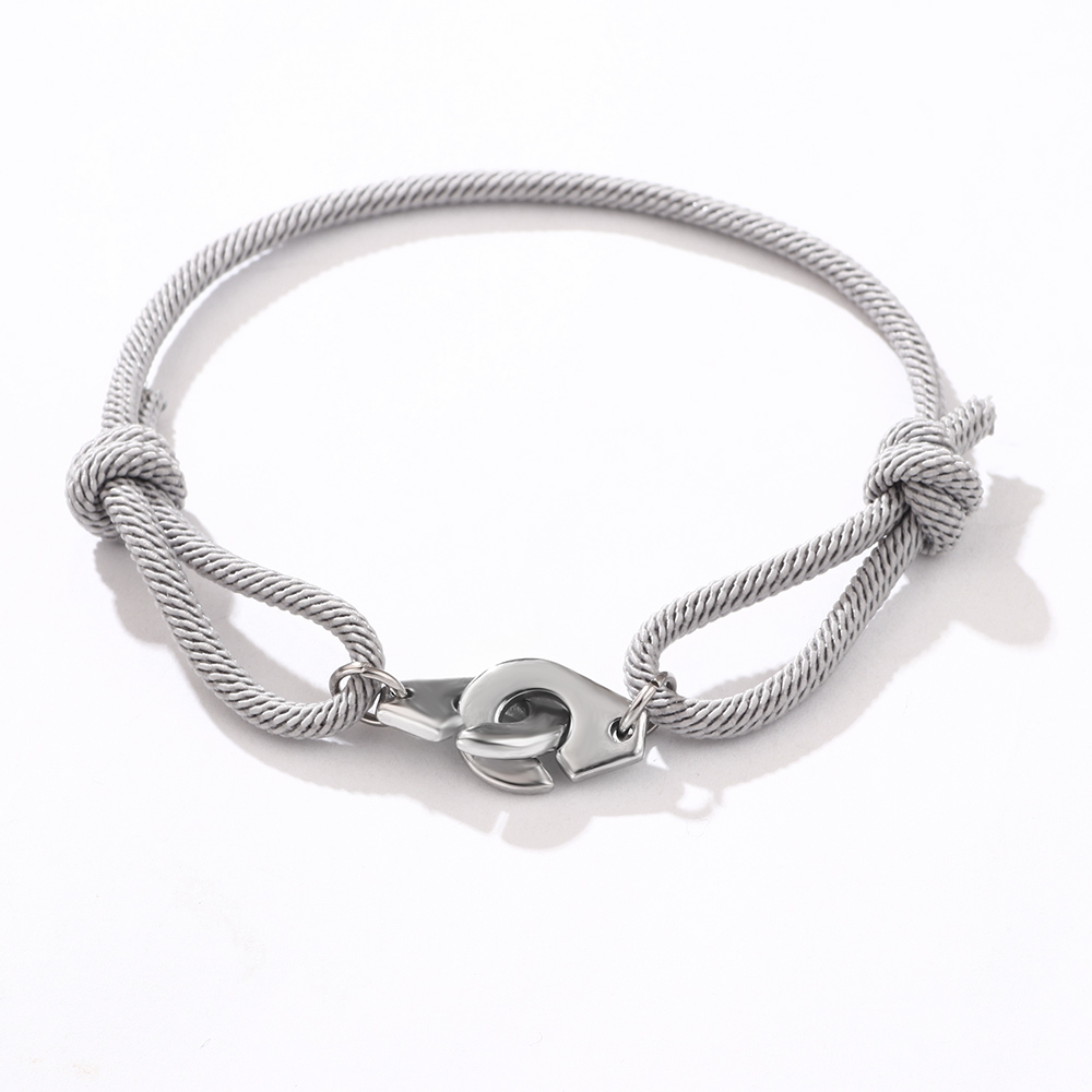 Casual Hip-Hop Handcuffs Solid Color Stainless Steel Rope Unisex Bracelets display picture 3