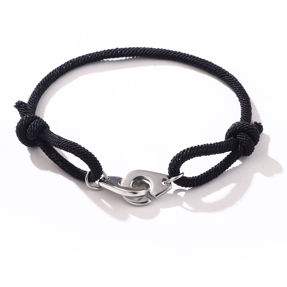 Casual Hip-Hop Handcuffs Solid Color Stainless Steel Rope Unisex Bracelets display picture 2