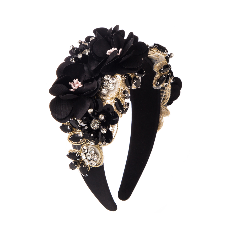 Elegant Glam Sweet Flower Cloth Lace Inlay Rhinestones Hair Band display picture 8