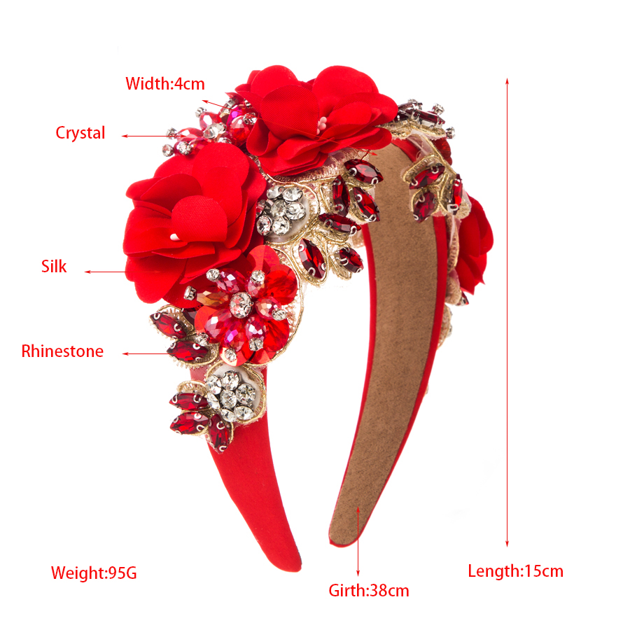 Elegant Glam Sweet Flower Cloth Lace Inlay Rhinestones Hair Band display picture 1
