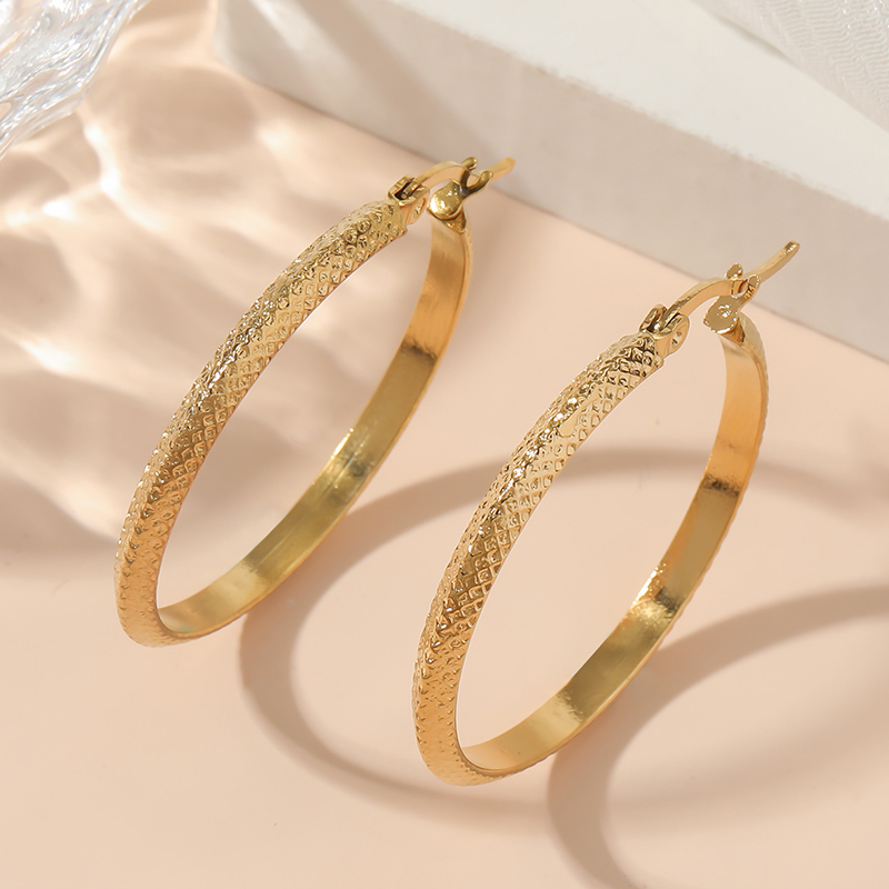 1 Pair Elegant Round Plating Stainless Steel 18k Gold Plated Hoop Earrings display picture 1