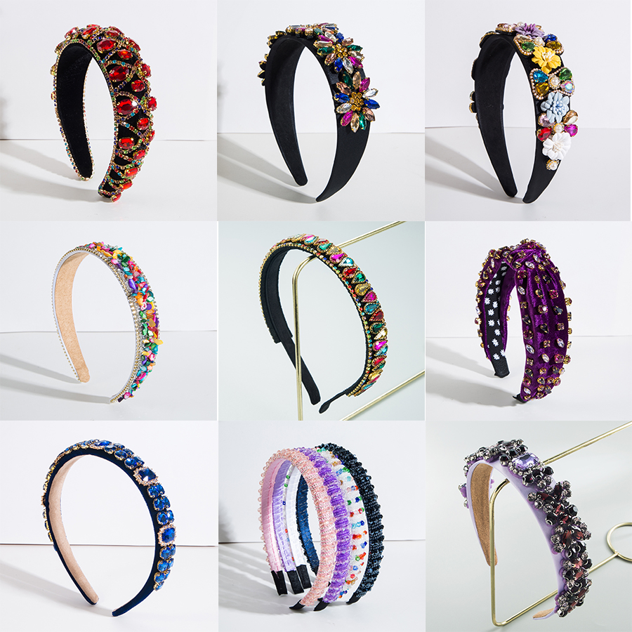 Elegant Luxurious Simple Style Flower Beaded Rhinestone Fabric Hair Band display picture 1