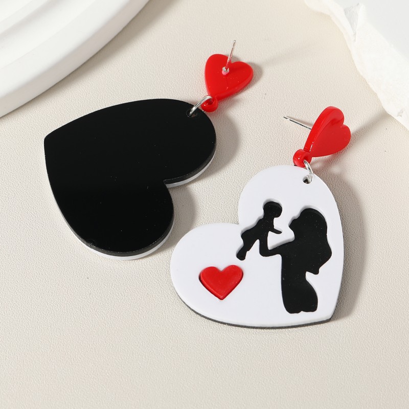 1 Pair Cute Heart Shape Printing Arylic Drop Earrings display picture 4