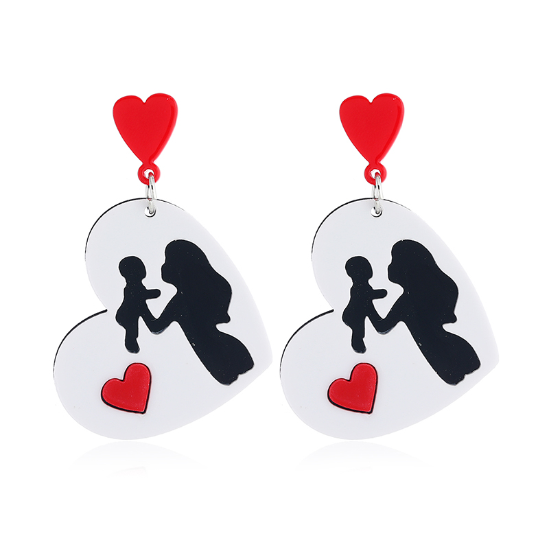 1 Pair Cute Heart Shape Printing Arylic Drop Earrings display picture 5