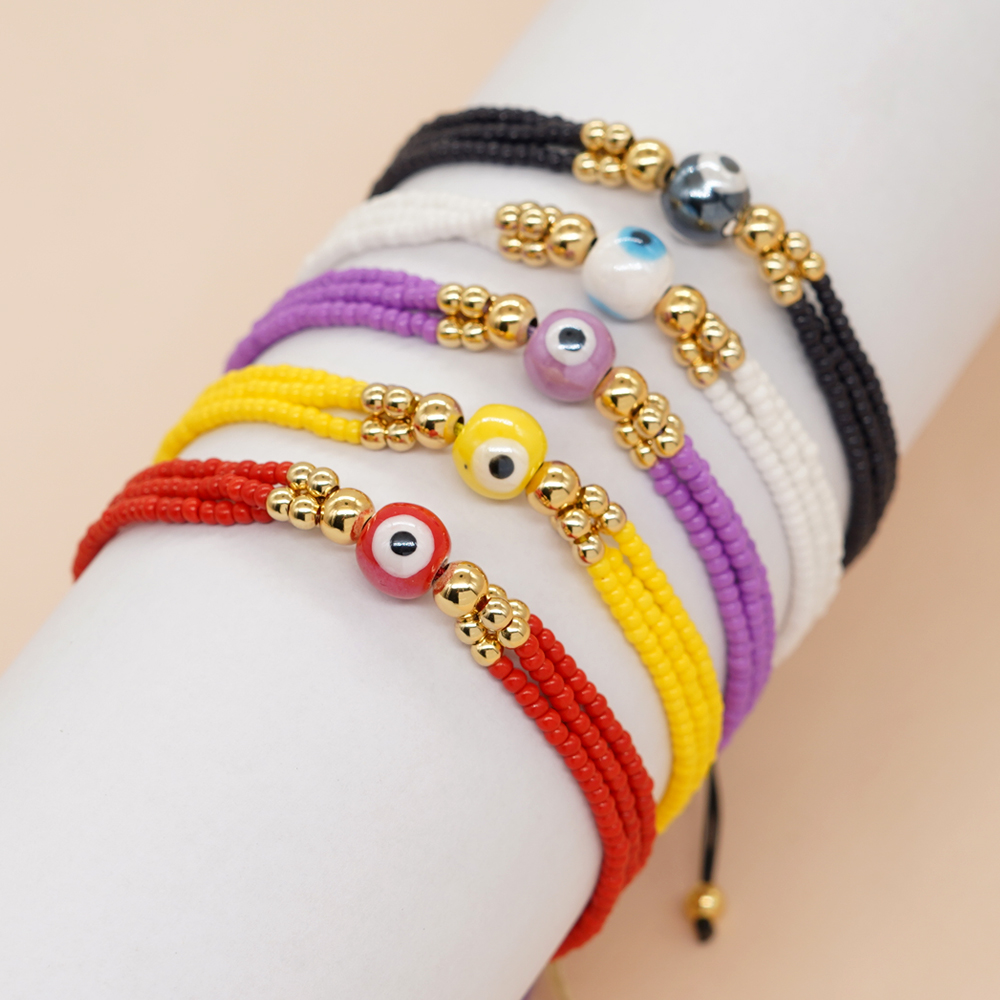 Casual Ojo Vidrio Con Cuentas Trenza Mujeres Pulsera display picture 6