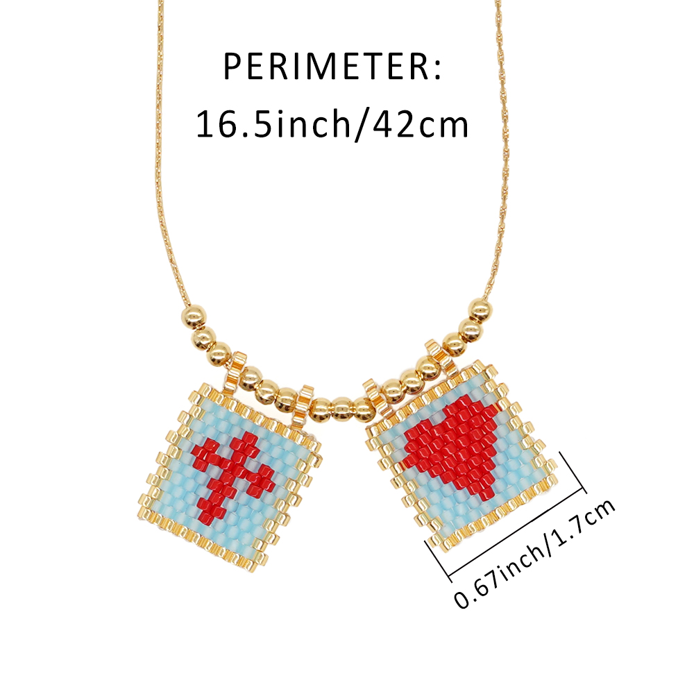 Casual Cross Fruit Heart Shape Glass Beaded Braid Chain Women's Necklace display picture 21