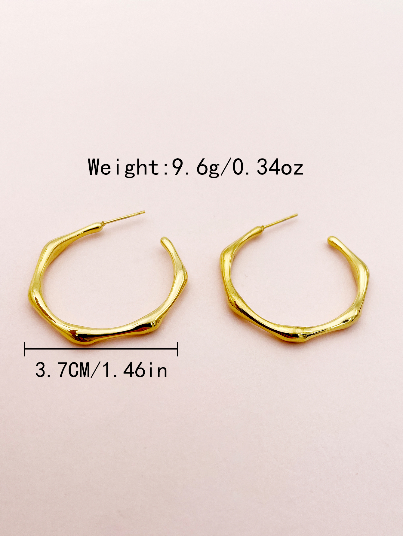 1 Paire Exagéré Commuer Forme C Lignes Polissage Placage Acier Inoxydable 304 Plaqué Or 14K Boucles D'Oreilles display picture 3