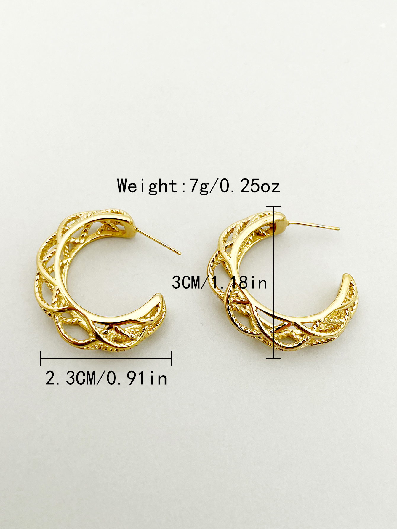 1 Pair Modern Style Commute C Shape Irregular Polishing Plating Hollow Out 304 Stainless Steel 14K Gold Plated Ear Studs display picture 3