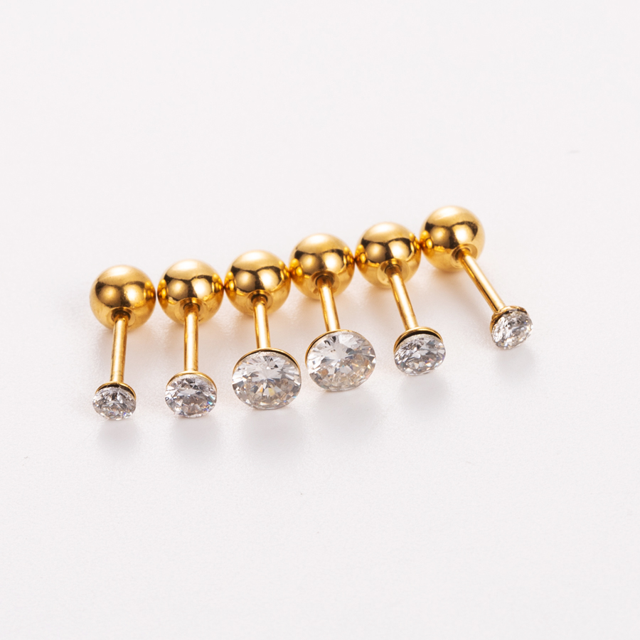 Style Simple Brillant Forme De Cœur Champignon Planète Placage Incruster Acier Inoxydable 304 Diamant Artificiel Plaqué Or 14K Boucles D'Oreilles display picture 3