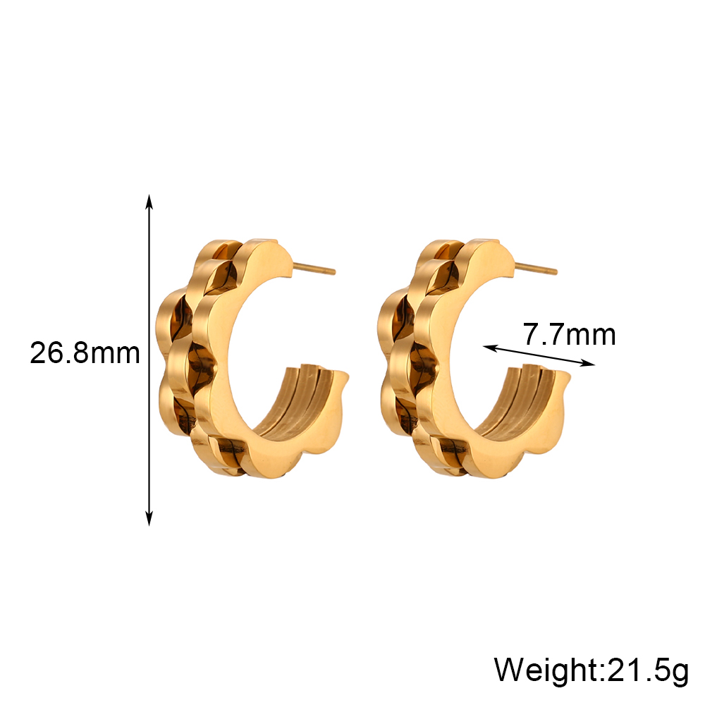 1 Pair Vintage Style Simple Style C Shape Plating Stainless Steel 18k Gold Plated Ear Studs display picture 2