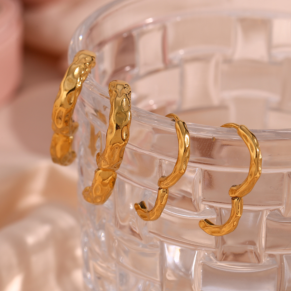 1 Pair Simple Style Round Plating Stainless Steel 18k Gold Plated Hoop Earrings display picture 1