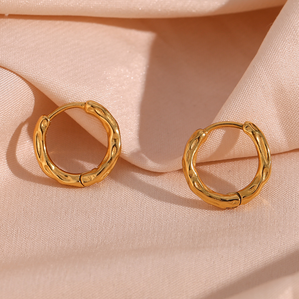 1 Pair Simple Style Round Plating Stainless Steel 18k Gold Plated Hoop Earrings display picture 11