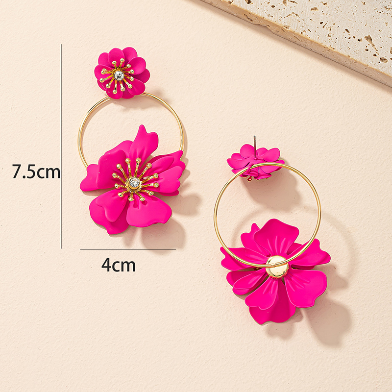 Vacation Sweet Flower Alloy Stoving Varnish Inlay Artificial Diamond Women's Drop Earrings display picture 1